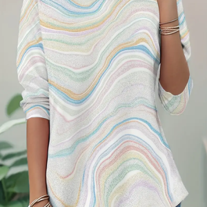 Women Abstract Long Sleeve Tee T-shirt Crew Neck Printing Casual Spring/Fall Tunic Top, JustFashionNow T-Shirts, color:White|size:XXL,