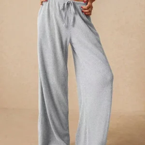 Women Plain Long Elastic Waist Pants Casual Spring/Fall Trousers, Pants, color:Gray|size:XXL, catalog Noracora shop