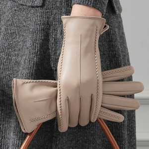 Luxury Genuine Sheepskin Thermal Gloves, Gloves, color:Light Khaki|size:One-size, Stylewe