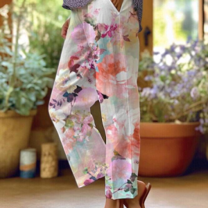 Women Floral Long Pants Casual Spring/Fall Trousers, JustFashionNow Pants, color:As Picture|size:4XL,