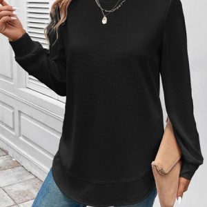 Vintage Crew Neck Plain Sweatshirt Jacquard, Hoodies & Sweatshirts, color:Black|size:XXL, catalog Noracora shop