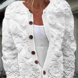 Women Floral Casual Spring/Fall Printing Cardigan, JustFashionNow Cardigans, color:White|size:4XL,