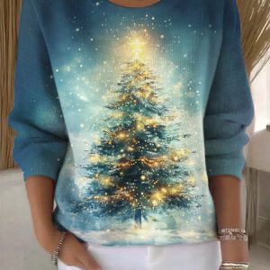 Women Cotton Floral Long Sleeve Comfy Vintage Sweater, Sweaters, color:Blue|size:4XL, catalog Noracora shop