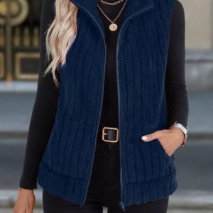 Women's Autumn And Winter Fashion Casual Simple Sleeveless Versatile Vest Jacket, Vest, color:Blue|size:XL, catalog Noracora shop