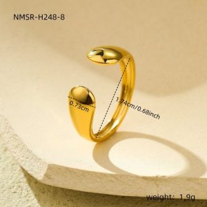 European And American Ins Cold Style 18k Gold Geometric Irregular Titanium Steel Ring Does Not Fade All-match High-grade Open Stainless Steel Electroplated Ring, JustFashionNow Rings, color:Color8|size:One-size,