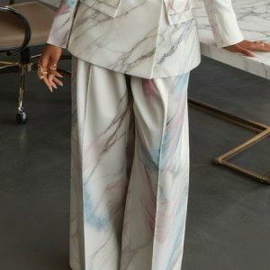 Elegant Abstract Printing Wide Leg Pants, Pants, color:As Picture|size:XXL, Stylewe