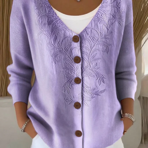 Women Knitted Gradient Pattern Long Sleeve Comfy Vintage Cardigan, Cardigans, color:Purple|size:5XL, catalog Noracora shop