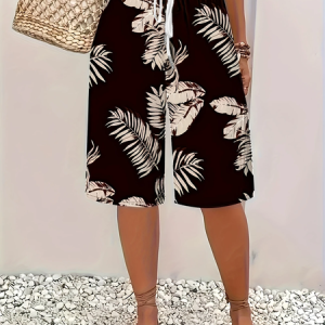 Women Floral Fifth Pants Pants Casual Summer Trousers, JustFashionNow Pants, color:Black|size:XXL,