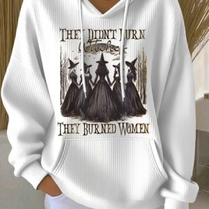 Vintage Halloween Witch Pattern Comfy Loose Hoodie, Hoodies & Sweatshirts, color:White|size:5XL, catalog Noracora shop