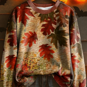 Women Maple Leaf Crew Neck Printing Casual Spring/Fall Long Sleeve Sweatshirt, JustFashionNow Sweatshirts & Hoodies, color:As Picture|size:XXL,
