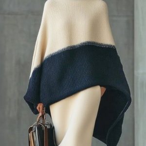 Urban Color Block Turtleneck Raglan Sleeves Sweater, Pullovers, color:Apricot|size:XXL, Stylewe