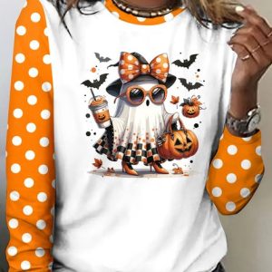 Vintage Color Block Crew Neck Long Sleeve T-shirt, T-shirts, color:White|size:4XL, catalog Noracora shop