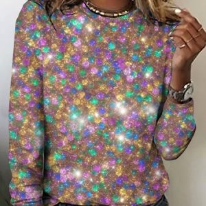 Vintage Geometric Crew Neck Long Sleeve T-shirt, T-shirts, color:Purple|size:4XL, catalog Noracora shop