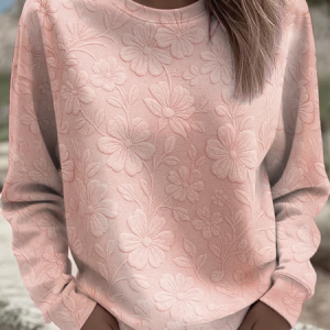 Casual Crew Neck Floral Sweatshirt Printing, Hoodies & Sweatshirts, color:Pink|size:XXL, catalog Noracora shop