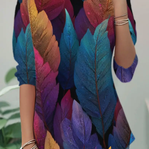 Women Leaf Long Sleeve Tee T-shirt Crew Neck Casual Spring/Fall Tunic Top, JustFashionNow T-Shirts, color:As Picture|size:XXL,