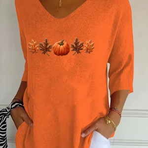 Vintage Halloween Witch Print V Neck Three Quarter Sleeve T-shirt, T-shirts, color:Color2|size:XXL, catalog Noracora shop