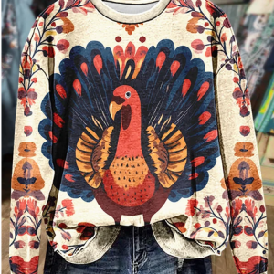Casual Crew Neck Turkey Sweatshirt Printing, Hoodies & Sweatshirts, color:Apricot|size:XXL, catalog Noracora shop