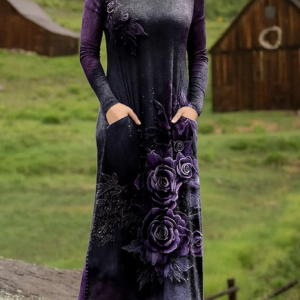 Women Ethnic Spring/Fall Dress V Neck Long Sleeve T-Shirt Dress A-Line Dress, Dresses, color:Color3|size:XXL, catalog Noracora shop