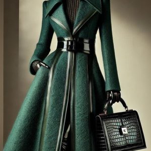 Urban Split Joint Color Block Lapel Collar Coat No Belt, Coats, color:Green|size:XXL, Stylewe