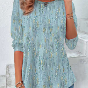 Women Abstract Long Sleeve Tee T-shirt Crew Neck Printing Casual Spring/Fall Tunic Top, JustFashionNow T-Shirts, color:Blue|size:XXL,