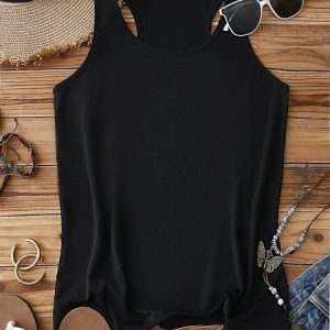 Sexy Stand Collar Plain Tank Top, Tanks & Camis, color:Black|size:XXL, catalog Noracora shop