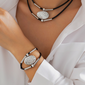 Necklace Set Hip Hop Alloy Multi-layer Clavicle Chain Hot Selling, Bracelets, color:Off White|size:One-size, Stylewe