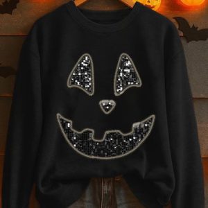 Vintage Crew Neck Halloween Sweatshirt, Hoodies & Sweatshirts, color:Black|size:5XL, catalog Noracora shop