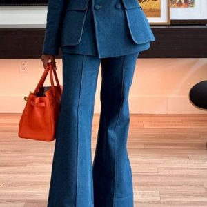 Urban Denim Plain Buttoned Jeans, Jeans, color:Denim Blue|size:XXL, Stylewe