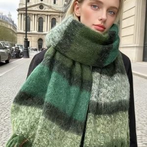 Casual Plaid Scarf, Scarves, color:Green|size:One-size, Stylewe