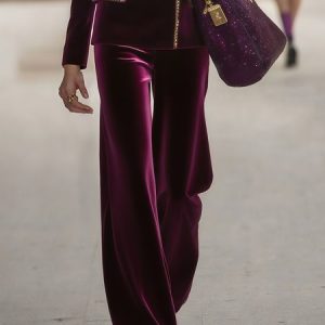 Elegant  Velvet Wide Leg Pants, Pants, color:Purple|size:XXL, Stylewe