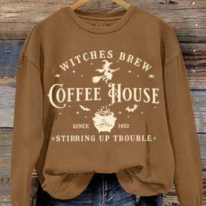 Casual Crew Neck Halloween Sweatshirt, Hoodies & Sweatshirts, color:Yellow Brown|size:3XL, catalog Noracora shop
