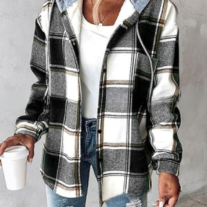 Women Spring/Fall Outerwear Vintage Printing Striped Long Sleeve Stand Collar Jacket, Jackets, color:Black-brown|size:5XL, catalog Noracora shop