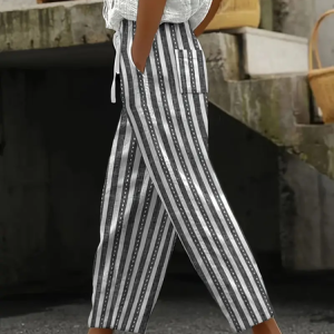 Women Striped Long Pants Casual Spring/Fall Trousers, JustFashionNow Pants, color:Gray|size:5XL,