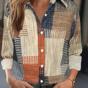 Shirt Collar Regular Sleeve Long Sleeve Abstract Buckle Regular Loose Button Up Shirt Shirt For Women, Shirts, color:As Picture|size:XXL, catalog Noracora shop