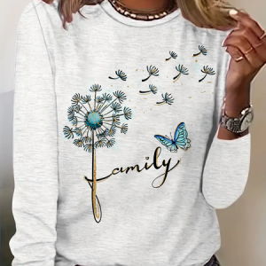 Casual Dragonfly Crew Neck Long Sleeve T-shirt, T-shirts, color:Color2|size:XXL, catalog Noracora shop