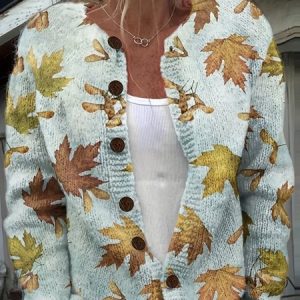 Women 3D Floral Print Long Sleeve Comfy Vintage Cardigan, Cardigans, color:Color2|size:5XL, catalog Noracora shop