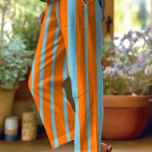 Women Striped Long Pants Casual Spring/Fall Trousers, JustFashionNow Pants, color:Orange|size:5XL,