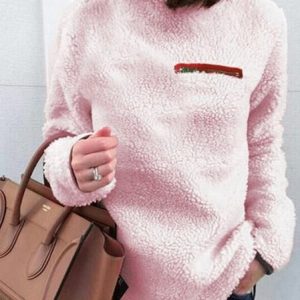 Women Plain Split Joint Winter Casual Long Sleeve Crew Neck Cotton Sweater, JustFashionNow Sweaters, color:Pink|size:5XL,