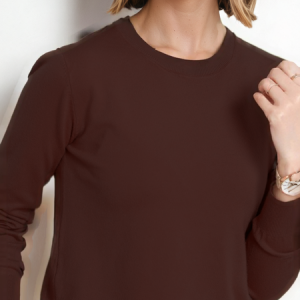 Women Plain Split Joint Spring/Fall Street Long Sleeve Crew Neck Sweater, JustFashionNow Sweaters, color:Coffee|size:XXL,