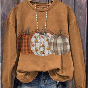 Casual Crew Neck Halloween (pumpkin) Sweatshirt Printing, Hoodies & Sweatshirts, color:Yellow Brown|size:XXL, catalog Noracora shop
