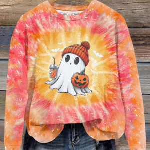 Halloween Cute Ghost Art Pattern Casual Crew Neck Sweatshirt, Hoodies & Sweatshirts, color:Color8|size:XXL, catalog Noracora shop