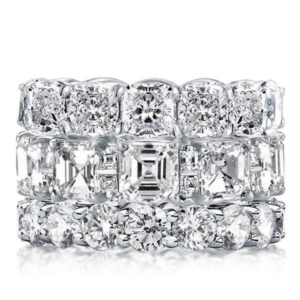 3pc wedding sets - Triple Row Eternity Round & Asscher & Cushion Stackable Band Set, Italo jewelry - Online Catalog - Image 2