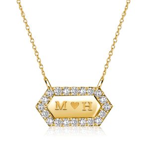 necklaces - Italo Hexagon Engravable Tag Pendant Initial Personalized Necklace, Italo jewelry - Online Catalog
