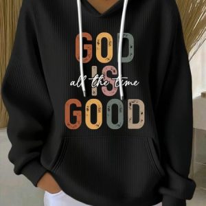 God Is Good Vintage Hooded Comfy Hoodie, Hoodies & Sweatshirts, color:Black|size:5XL, catalog Noracora shop