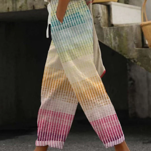 Women Striped Long Pants Casual Spring/Fall Trousers, JustFashionNow Pants, color:Multicolor|size:5XL,