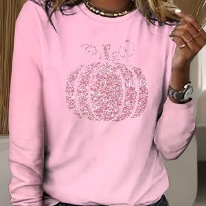 Vintage Plants Crew Neck Long Sleeve T-shirt, T-shirts, color:Pink|size:4XL, catalog Noracora shop