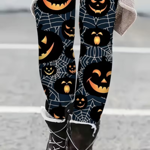 Women Halloween (pumpkin) Casual All Season Printing Long Leggings, JustFashionNow Leggings, color:As Picture|size:XXL,