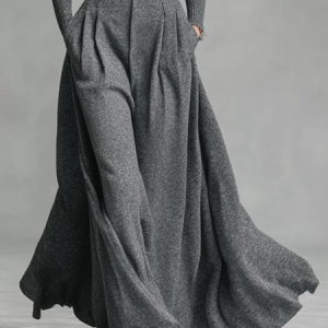 Women Urban High Waist A-Line Maxi Skirt Zipper Plain Maxi Skirt With Belt Social Spring, Skirts, color:Gray|size:XXL, Stylewe