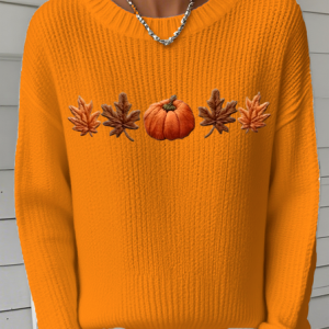 Women Halloween Long Sleeve Comfy Vintage Sweater, Sweaters, color:Orange|size:4XL, catalog Noracora shop