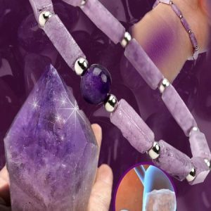 Natural Amethyst Square Column Stitching Bracelet Round Bead Amethyst Bracelet, Bracelet, color:Purple|size:One-size, catalog Noracora shop